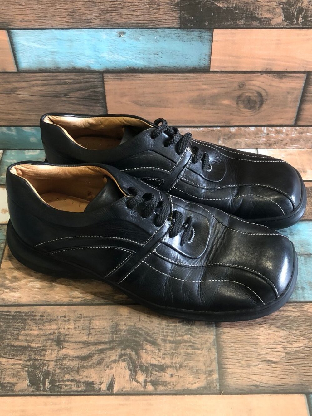 Steve Madden Surgee Loafers Mens Shoes Size 10.5 Lace Up Black Leather Uppers
